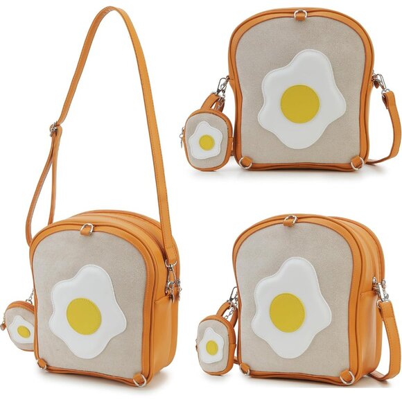 Toast Shaped Ita Bag for Women with Pin Display Inserts and Adjustable Straps - Picture 6 of 9